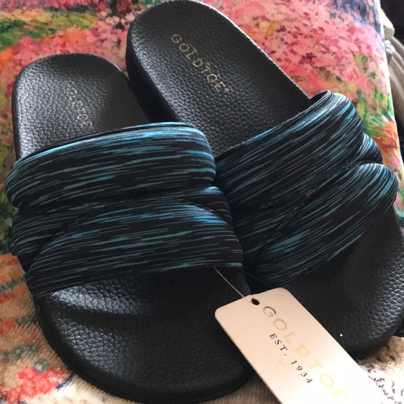 🌸NWT GOLD TOE Size 6 SOFT PADDED FRONT SLIDES - Picture 2 of 8